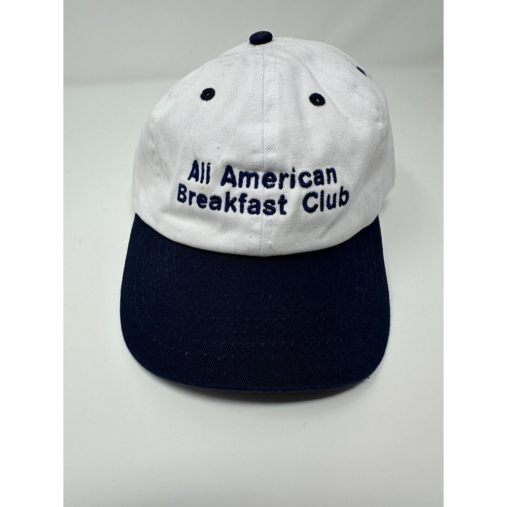NWT-Flan AABC All American Breakfast Club Hat -White/Navy - Adjustable - 6 Panel